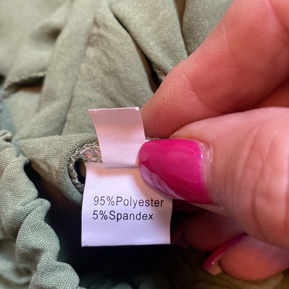 Sage Green Pants Lightweight Relaxed Flowy Elastic Waist Front Pockets XL NWOT - Picture 5 of 6